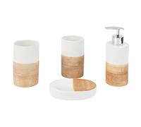 axentia nsemble d'Accessoires de Salle, Céramique, Beige/Blanc, env. 22 x 18,6 x 8,6 cm 128405