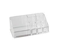 Axentia Organiseur de Maquillage, Organiseur de Produits Cosmétiques en Plastique avec 9 Compartiments, env. 17,5 x 6,5 x 9,5 cm, Transparent