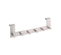 axentia Patère de Porte en Acier Inox 8 x 39 x 11 cm - Portemanteau à Suspendre avec 6 Crochets pour Entrée Salle de Bain Cuisine - Porte-Torchon Porte-Serviettes