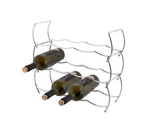 axentia Porte-Bouteilles, Support à Bouteilles en Fil de Fer pour 12 Bouteilles, Casier à Bouteilles de Vin à Trois Niveaux, env. 43 x 42 x 15 cm, Argenté