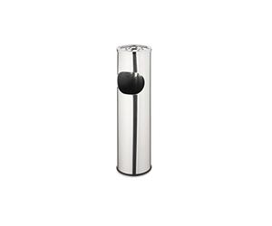axentia Poubelle avec cendrier rapporté, cendrier sur Pied avec Corbeille à Papier intégrée, Poubelle avec Colonne de cendrier, INOX, 251195, Argent, env. 15 x 57 cm 10 L