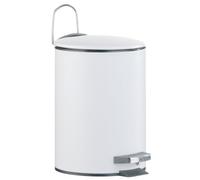 Axentia Poubelle Cosmétique à Pédale Lugano en Fer Revêtu de Poudre avec Couvercle, Seau avec Poignée de Transport et Pédale, Capacité env. 3 L, Blanc Mat