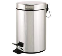 axentia Poubelle Cosmétique en Acier Inoxydable, Poubelle à Pédale avec Couvercle, Capacité de 3 L, Ø env. 17 cm, Hauteur env. 25 cm, Argenté/Noir