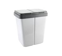 axentia Poubelle double en plastique, duo anti-odeur, pour le tri des déchets, grise, volume : 2 x env. 23 litres