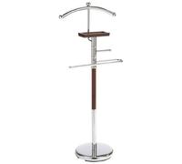 axentia Valet de Chambre Godiva en Métal Chromé et Bois Hauteur 108 cm, Valet de Nuit Stable avec Vide-Poches et Porte-Cravates, Porte-Vêtements de Femme Homme
