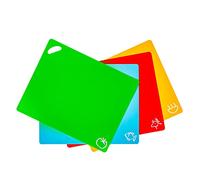 Axer 4 pcs Planches à Découper Plastiques Code Couleur - Grande - sans BPA - Set Planche à Découper Extensible