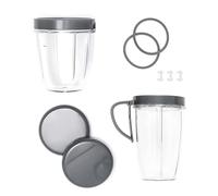 Axer Kit d'accessoires de qualité supérieure compatible avec la série NutriBullet 900 W/600 W, tasses, lame, couvercle refermable, joint, roue dentée et amortisseur (11 pièces), gris, transparent