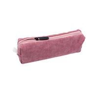 AxeWoodz Trousse à crayons en velours côtelé solide avec fermeture éclair - Petite trousse à crayons souple pour fournitures de bureau, école, bureau (rose foncé)