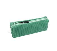 AxeWoodz Trousse à crayons en velours côtelé solide avec fermeture éclair - Petite trousse à crayons souple pour fournitures de bureau, école, bureau (vert foncé)