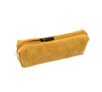 AxeWoodz Trousse à crayons en velours côtelé solide avec fermeture éclair - Petite trousse à crayons souple pour fournitures de bureau, école, bureau (jaune foncé)
