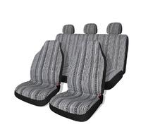 Axexnejv Housse Couverture Couvre Sieges Housses Siège Auto À Rayures Ensemble Complet avec Coussinets Ceinture Sécurité Housse Volant Housses Siège Universelles Housse de Siège(Black White)