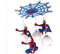 AXFALO Suspension pour chambre d'enfant Créatif Spider-Man Design Plafonnier Réglable en Hauteur Moderne Abat-jour en Verre Lampe Suspendue 3 Ampoules Enfants Chambre à Coucher Lustre Dessin Animé