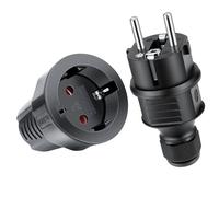 AXFEE 2PCS Fiche Schuko et Raccord, Kit Schuko Fiche + Prise Femelle, Étanche IP44, 250V 16A fiches europe schuko, fiche d'alimentation étanche, fiche D'alimentation De Contact de Protection