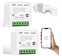 AXFEE 2PCS Interrupteur Intelligent, 1/2 Way Smart Switch, Interrupteur WiFi, Contrôle Vocal, interrupteur connecté Compatible avec Alexa/Google Home/Home Assistant, 2400W/10A-NéCessite Un Fil Neutre