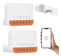 AXFEE 2PCS MINIR4M Matter Interrupteur Intelligent, 2 Way Smart Switch, Interrupteur Mural WiFi, Contrôle Vocal, Compatible avec Alexa/Google Home/Home Assistant, 2400W/10A-NéCessite Un Fil Neutre