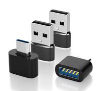 AXFEE 4PCS Adaptateur USB C, 2PCS Adaptateur USB vers USB-C, 2PCS adaptateur USB-C vers usb,Charge Rapide & Données, Compatible avec iPhone 17,16,15/iPad/AirPods/MacBook/Ordinateur Portable/Smartphone