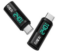 AXFEE Adaptateur USB C vers USB C avec Affichage numérique Intelligent, 2PCS 240W Charge Rapide, Compatible avec Mac-Book/i-Phone 15/i-Pad/Galaxy/Xperia