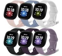 AXFEE Bracelet Compatible avec Fit-bit Versa 3/ Versa 4/ Sense/Sense 2, Bracelet de Remplacement Réglable, Bandes de Sport Souple pour Femme Homme, Petit Grand (6/3/1 PC)