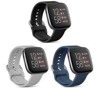 AXFEE Bracelet Compatible avec Fitbit Versa 2/Versa - Silicone Réglable pour Femmes Hommes, Bracelet de Remplacement, Petit Grand (4/3/2/1 PC)