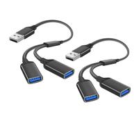 AXFEE Câble de Splitter USB, USB mâle vers 2USB 2.0 tête de Femme Splitter | 2 en 1 Câble Y répartiteur Double us-b, Transfert de données Expander pour Mac,Car,Xbox One, PS5, Laptop(Nior,2pcs)