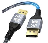 AXFEE Câble DisplayPort, 2M 8K 1.4 Câble DisplayPort vers Display Port Supporte 4K@144Hz/165Hz, 2K@240Hz, 8K@60Hz, avec FreeSync et G-Sync, pour 240Hz Moniteur Gaming, Carte Graphique, PC