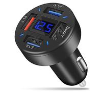 AXFEE Chargeur de Voiture USB, 4 Ports 66W Chargeur Allume Cigare USB C Rapide, PD&QC 3.0 Prise Charge Rapide avec LED Voltmètre, Compatible avec Smartphones, iPhone, iPad, Samsung, Android