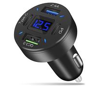 AXFEE Chargeur Voiture USB C Rapide, 4 Ports Allume Cigare USB C, [QC3.0 & PD & USB A & Type C] Prise Adaptateur Voiture avec LED Voltmètre, Compatible avec iPhone, iPad, Samsung, iOS et Android