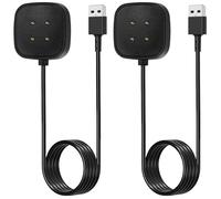 AXFEE Cordon de Charge pour Montre Intelligente Fitbit - Chargeur USB de Remplacement pour Versa 3, 4, Sense 2, 2 Packs de 1 M