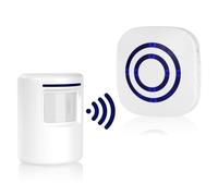 AXFEE Detecteur de Mouvement Alarme avec 1 Récepteur et 1 Détecteur de Mouvement PIR, Alarme sans Fil PIR Set, Alarme de Passage sans Fil, Sonnette de Magasin avec 38 Mélodies au 3 Niveau volumes