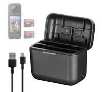 AXFEE Insta 360 X4 Chargeur de Batterie pour Accessoire Insta360 X4, écran OLED boîtier de Charge Intelligent bidirectionnel pour Batterie Insta360 X4, hub de Charge Rapide Affiche Le Niveau de