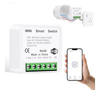 AXFEE Interrupteur Intelligent, 1/2 Way Smart Switch, Interrupteur Mural WiFi, Contrôle Vocal, Interrupteur Connecté Compatible avec Alexa/Google Home/Home Assistant, 2400W/10A-NéCessite Un Fil Neutre