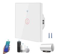 AXFEE Interrupteur Tactile Normal, Interrupteur de Chauffe-eau Intelligent avec la lumière LED, Écran Tactile en Verre, 110V-240V Plaque de Cristal Trempé avec Rétroéclairage Bouton 1 Gang 1 Voie