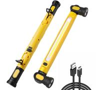 AXFEE Lampe de Travail, Baladeuse LED Rechargeable 5000mah, Lampe LED Rechargeable Aimantée, 3 Modes Baladeuse led Mecanicien avec Crochets, lampe Aimantée, pour Reparation Auto, Atelier, Camping