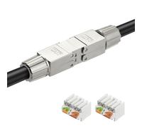 AXFEE Lot de 1 RJ45 7 Connecteurs, Coupleurs RJ45 Cat7 Blindés, Connecteurs de Sertissage Sans Outils Cat 6/7, pour l'Extension des Câbles LAN et Installation Ethernet