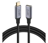AXFEE Rallonge USB C 0.5M 100W PD 5A QC 3.0, Cable Rallonge USB C Mâle à Femelle USB C 3.2 Gen 2 20Gbps 4K@60Hz Cable Extension USB C Nylon Tressé Compatible avec Macbook Pro Galaxy S22 S21 S10 (Noir)