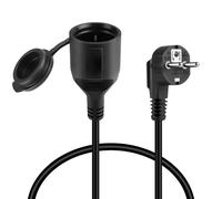 AXFEE Rallonges d'alimentation, 1m Câble D'extension de Prise D'extension EU, Câble D'extension Schuko, 16A/250V Fiche Euro vers Prise Euro pour Ordinateur, TV, PC, Noir