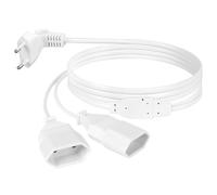 AXFEE rallonges d'alimentation, 200cm 2 en 1 Câble d'extension de Prise d'extension EU, 0,75 mm² Max. 2.5A/250V Fiche Euro vers Prise Euro pour Ordinateur, TV, PC, Blanc