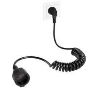 AXFEE rallonges d'alimentation, 2m Câble d'extension de Prise d'extension EU, Rallonge Spiralée à Contact de Protection, 16A/250V Câble de Rallonge Schuko Extensible pour Ordinateur, TV, PC, Noir