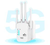 AXFEE Répéteur WiFi, Amplificateur WiFi Puissant 1200Mbps 5GHz et 2.4GHz, WiFi Extender Jusqu'à 360°, Repeteur WiFi Puissant Compatible 3 Modes, Compatible avec Tous Les Routeurs (Blanc)