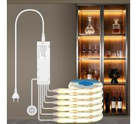 AXFEE Ruban LED COB 1M, 6-en-1 Bande LED COB Dimmable avec Interrupteur Tactile et Variateur Manuel, Découpable, ruban led blanc chaud, pour Panneau Acoustique, Vitrine, Armoires, Cuisine Éclairage