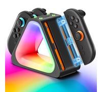 AXFEE Station de Charge pour 2025 Nintendo Joy-Con 2, Station d'accueil Nintendo Switch 2, Base de Char-ge Magnétique Rapide Ninten-do Switch, Station De Charge 4 en 1 avec 7 Modes D’éclairage