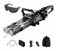 AXFSHJD Faire du Pistolet à Eau de l'attaquant, Pistolet à Eau électrique Gatling Double Baril pour Adultes, Aquarelle à Grande capacité avec la lumière rotative et LED, Vient Les Sacs à Dos Black