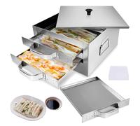 AXGCAA 2 Layer Rice Noodle Roll Food Steamer, Cantonese Rice Rolls Machine with Extra Tray and Steamer, Stainless Steel Top Open Chinese Rice Roll Maker with Scraper, Guangdong Recipes Cookware