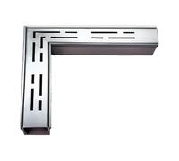 AXGCAA Kit de caniveau d'angle à 90 degrés, caniveau de Drainage en U en Acier Inoxydable 304 avec Grille Amovible, système de Drainage de Sol extérieur 25x25 cm(Silver,5x3cm)