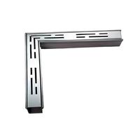 AXGCAA Kit de caniveau d'angle à 90 degrés, caniveau de Drainage en U en Acier Inoxydable 304 avec Grille Amovible, système de Drainage de Sol extérieur 25x25 cm(Silver,3.5x3cm)