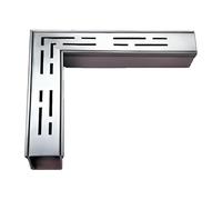 AXGCAA Kit de caniveau d'angle à 90 degrés, caniveau de Drainage en U en Acier Inoxydable 304 avec Grille Amovible, système de Drainage de Sol extérieur 25x25 cm(Silver,5x5cm)