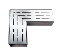 AXGCAA Kit de caniveau d'angle à 90 degrés, caniveau de Drainage en U en Acier Inoxydable 304 avec Grille Amovible, système de Drainage de Sol extérieur 25x25 cm(Silver,10x4cm)