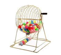 AXGCAA Machine de tirage de loterie Manuelle, Jeu de Bingo avec Roue métallique et Boules numérotées de 0, 100 ou 200, Tambour de tombola en métal, capacité de 200 Boules(Gold,with 100 Balls)