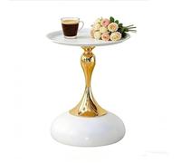 AXGCAA Petite Table d'appoint Ronde, Table de Chevet Moderne incurvée pour Chambre à Coucher, Table d'appoint à Plateau Rond avec Base en métal Brillant, Petit Support à Plantes Vintage(White)