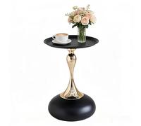 AXGCAA Petite Table d'appoint Ronde, Table de Chevet Moderne incurvée pour Chambre à Coucher, Table d'appoint à Plateau Rond avec Base en métal Brillant, Petit Support à Plantes Vintage(Black)